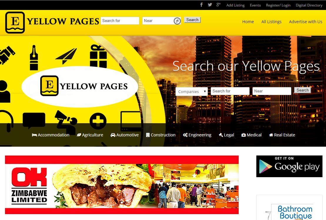 web design project for zim yellow page