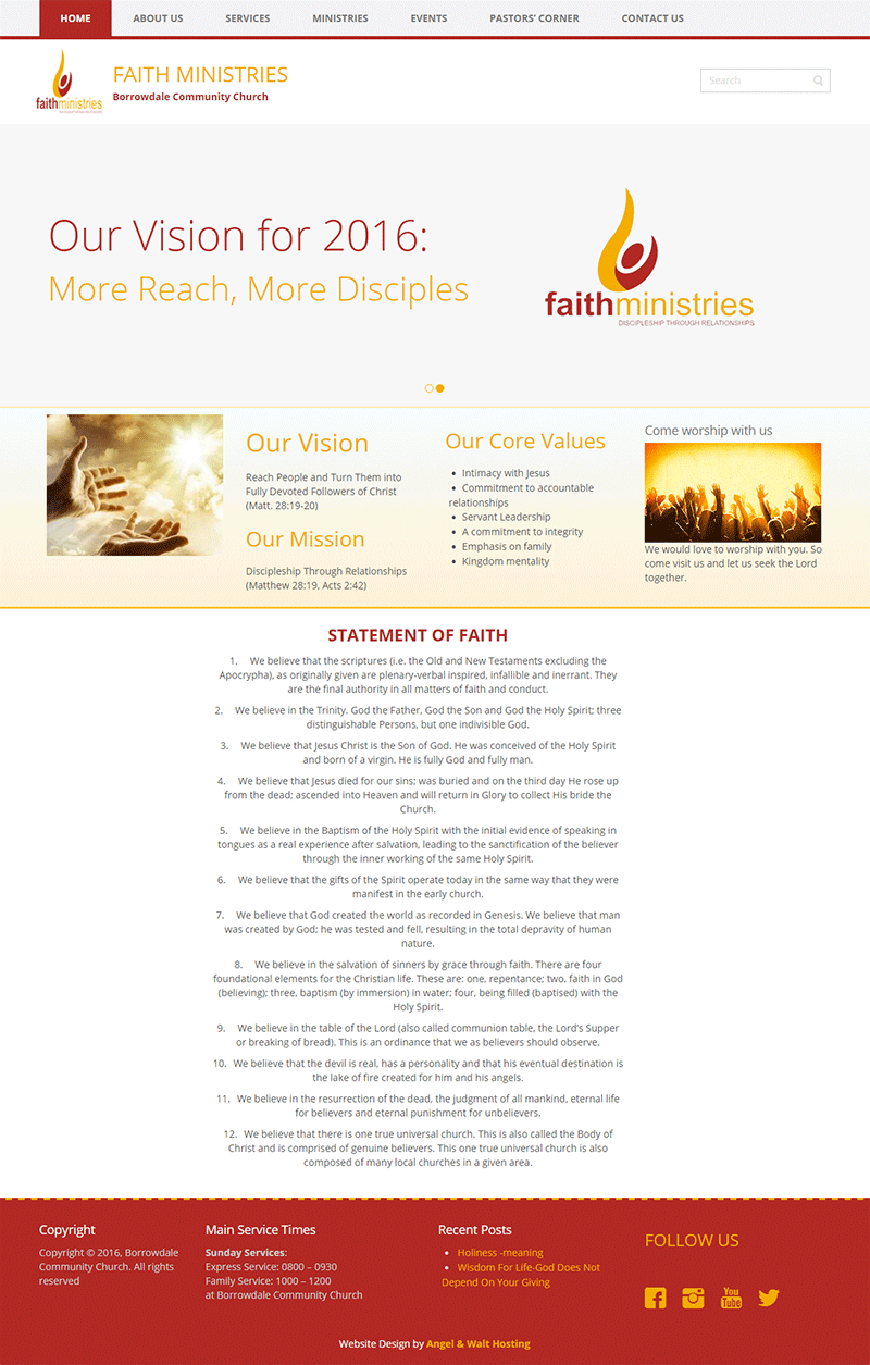 web design project for faith ministries