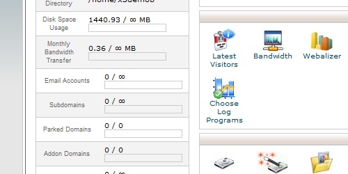 Disk Space usage within cPanel.