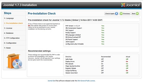 Output of a successful pre-installation test.