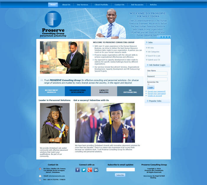 Proserve Consulting web design project